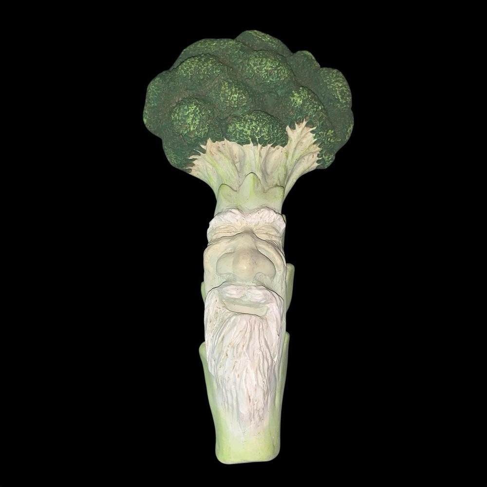Vintage R Vandamme Broccoli Anthropomorphic Folk Art Wall Hanging 1995 Brock Lee